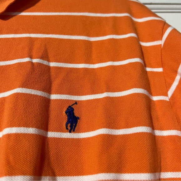 POLO By Ralph Lauren Polo Shirt Orange and White Striped Size XL - Picture 4 of 5